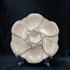 Antique French Oyster Plate LONGCHAMP  White Majolica FREE SHIPPING 1880