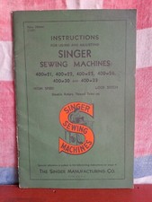 Singer Manuel Instructions Machine À Coudre 1914/1948 Made USA Langue Originale