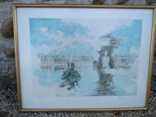 Ancien tableau dessin litho