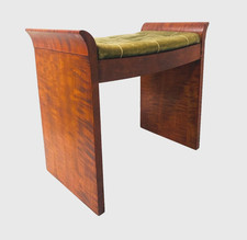 Banquette de piano  art déco en acajou moucheté recouvrement velours .XX siècle.