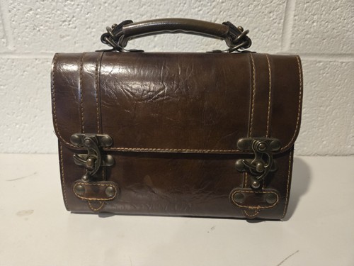 Vintage brown leather hard - brown,