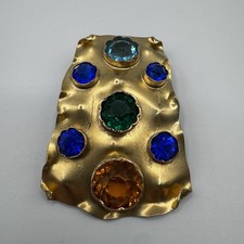 Superbe Broche Ancienne Verroterie Et Bronze