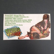 Carte Plastifiée Flipper Pinball Bally Scared Stiff 1996 50048 Free Play Card