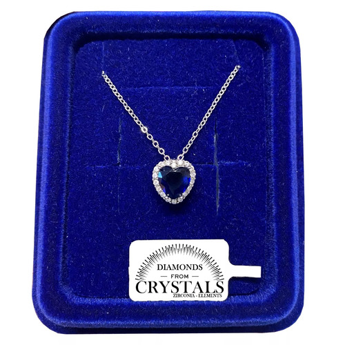 Collier cœur bleu nuit - cœur,