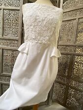 Robe guipure à basque 42 coton stretch blanc dentelle CYRILLUS preppy chic