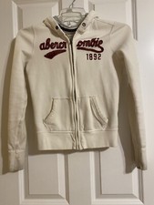 ABERCROMBIE Girls White Sweatshirt Hoodie Zip Jacket XL(13-14 Years), See Descr