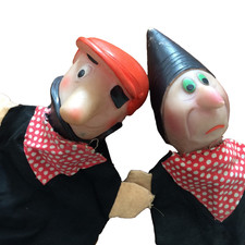 2 Marionnettes à Doigt  Vintage à Grandes Têtes Brigand Voleur semi-rigide