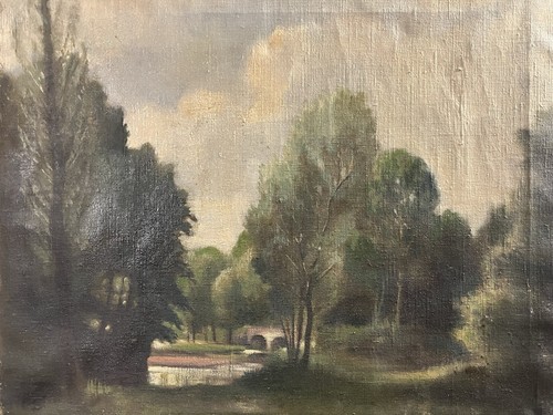 Ancienne huile sur toile avec