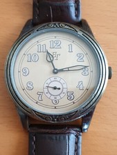 Montre homme retro marque ET art deco bracelet cuir 4 cm pile à changer