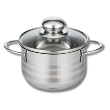 2221426 Faitout Inox Induction 14 cm, Marmite avec Couvercle en Verre, Casser...