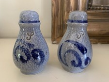 Set Salière Et Poivrière Grès Bleu Alsace Vintage 