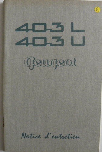 Notice entretien peugeot 403 - peugeot,