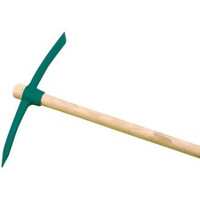 Pioche terrassier 2.5kg panne et pic manche bois 1 mètre CAP VERT