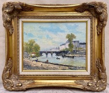 FLAUBERT Paul Tableau Vue de Paris Quais de Seine Pont Peinture Impressionniste