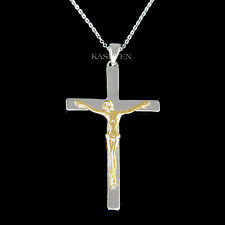 Argent ~Crucifix ~ Ton Doré Jésus Religieux Faith Dieu Collier Christe Bijoux