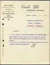 Facture 1913 EMILE PILE à Ronchamp (Haute-Saône) Sables de Fonderies dép 70