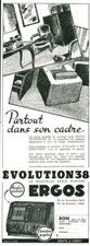 Publicité ancienne poste radio Ergos 1937 issue de magazine