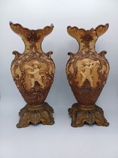 Paire vases plâtre et - en,