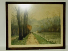 TABLEAU RARE SIGNE HENRI JOURDAIN EAU FORTE AQUATINTE CHEMIN DU HALLAGE1864 1931