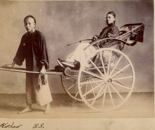 Chine, Hong Kong, Rickshaw, Tirage vintage, ca.1890 Chine, Hong Kong, Rickshaw, 