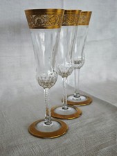 Flûte à Champagne en cristal de Saint Louis serie Thistle "Chardon" doré 