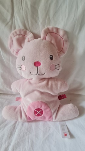 Doudou souris semi plat rose - doudou,