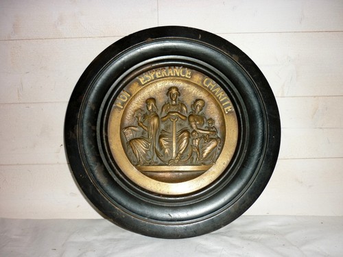 Plaque bas relief - bas-relief, bronze