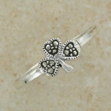 Irlandais Celtique Argent Sterling Trèfle Bague Avec Marcassite Pierres Sz 6.25