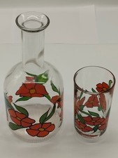 Carafe de Nuit Signé By Avir Ensemble Vintage Floral Carafe avec son Verre