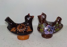 2 Sifflets oiseaux en terre cuite vernissée art populaire ancien - B10