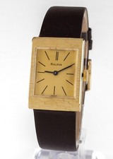 Bulova Homme 14k or Jaune Vintage Remontage Montre Cuir Bande