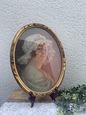 Charmante Lithographie Ancienne Signée René Péan Cadre Doré Sculpté Art Nouveau