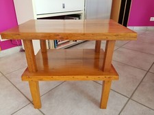 Table d'appoint ou de salon rectangulaire bois exotique massif double plateau