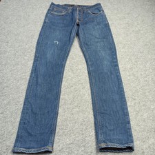 Nudie Lean-Dean Jeans Hommes W30 L30 (Étiquette : W31 L32) Bleu Dry-Iron Slim