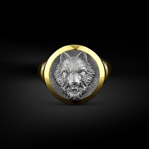 Bague chevalière loup - chevalière, de