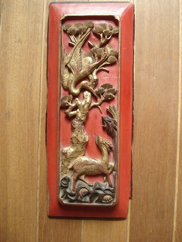 Panneau sculpté bois - , laqué