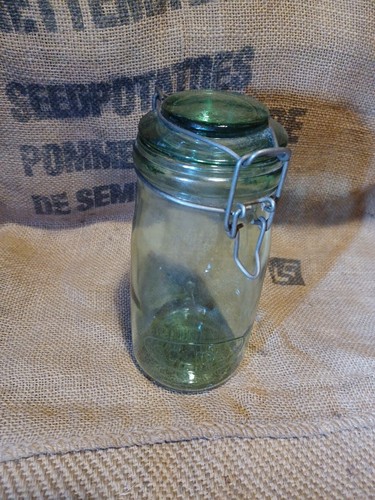 Bocal ancien verre vert - ancien,