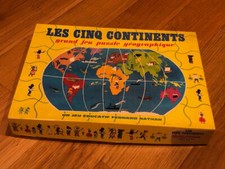 Jeu éducatif vintage Fernand Nathan (années 60) - les cinq continents - TBE