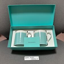 Ensemble tasse tasse Tiffany&Co Color Block bleu blanc os Chine paire avec bo...