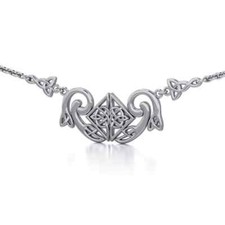 Celtique Entrelacs 925 Collier en Argent Fin Éternité Symbole Fin Bijoux Moderne