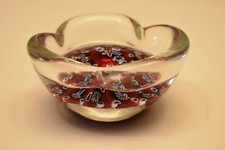 Ancien Italien Murano Art Verre Millefiori Cendrier Candy Plat Multicolor Fleur