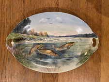 Ancien Plat à Poissons (brochets) porcelaine de Limoges / 41 x 28 cm