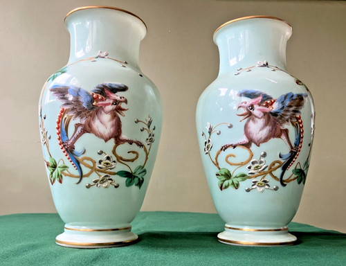 Paire vases émaillés en - de,