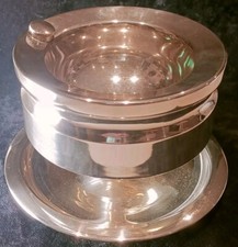 Saucière à bain Marie en métal argenté, reposant sur piédouche