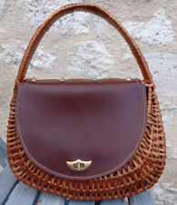 Panier vintage gondole en osier des années 1960 Sac à main sixties