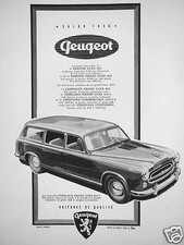 PUBLICITÉ 1956 PEUGEOT FAMILIALE GRAND LUXE VOITURES DE QUALITÉ SALON 1956