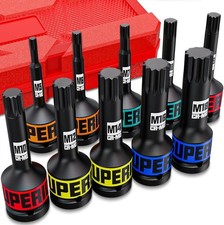 Jeu de Douilles Longues À Chocs XZN 1/2'', M5-M18, Coffret de 10 Douilles 