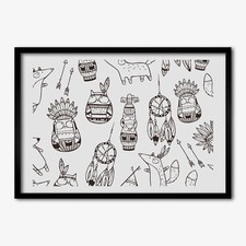 Tulup Photo 100x70cm Cadre Décor MDF Le salon Hiboux indiens