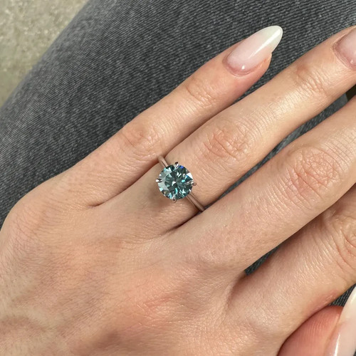 Bague diamant bleu ronde - , 2