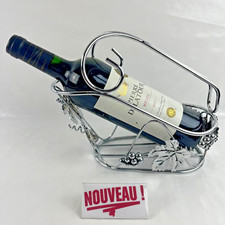 ➜PORTE BOUTEILLE/SERVITEUR À VIN de table métal argenté décor feuille & raisins